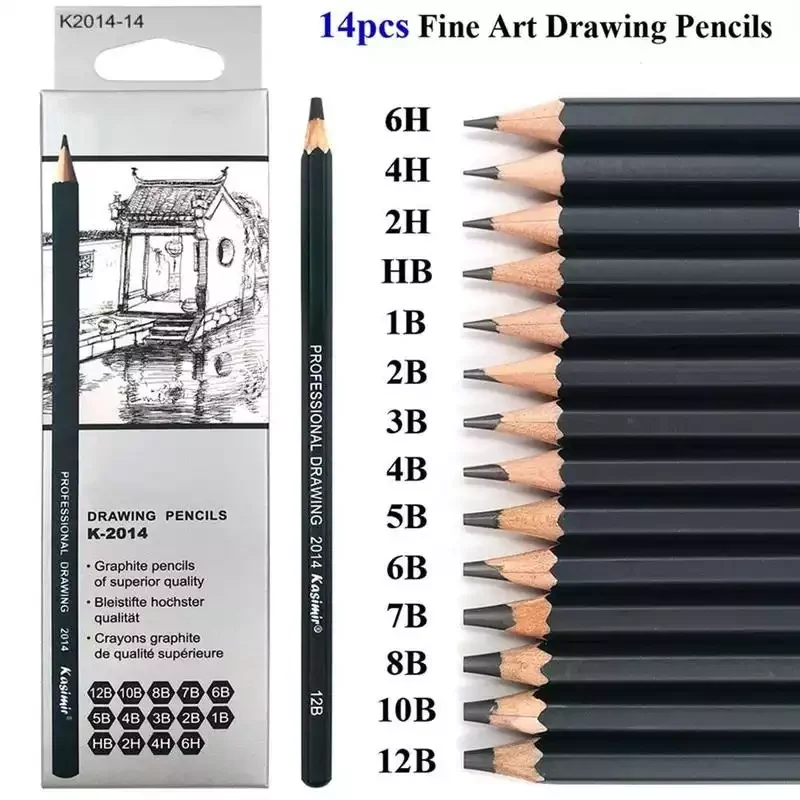 

14Pcs/Set Drawing Pencil Set Wooden Professional Art Supplies Hard/Medium/Soft Sketch Charcoal Pencils Art Painting Stationery