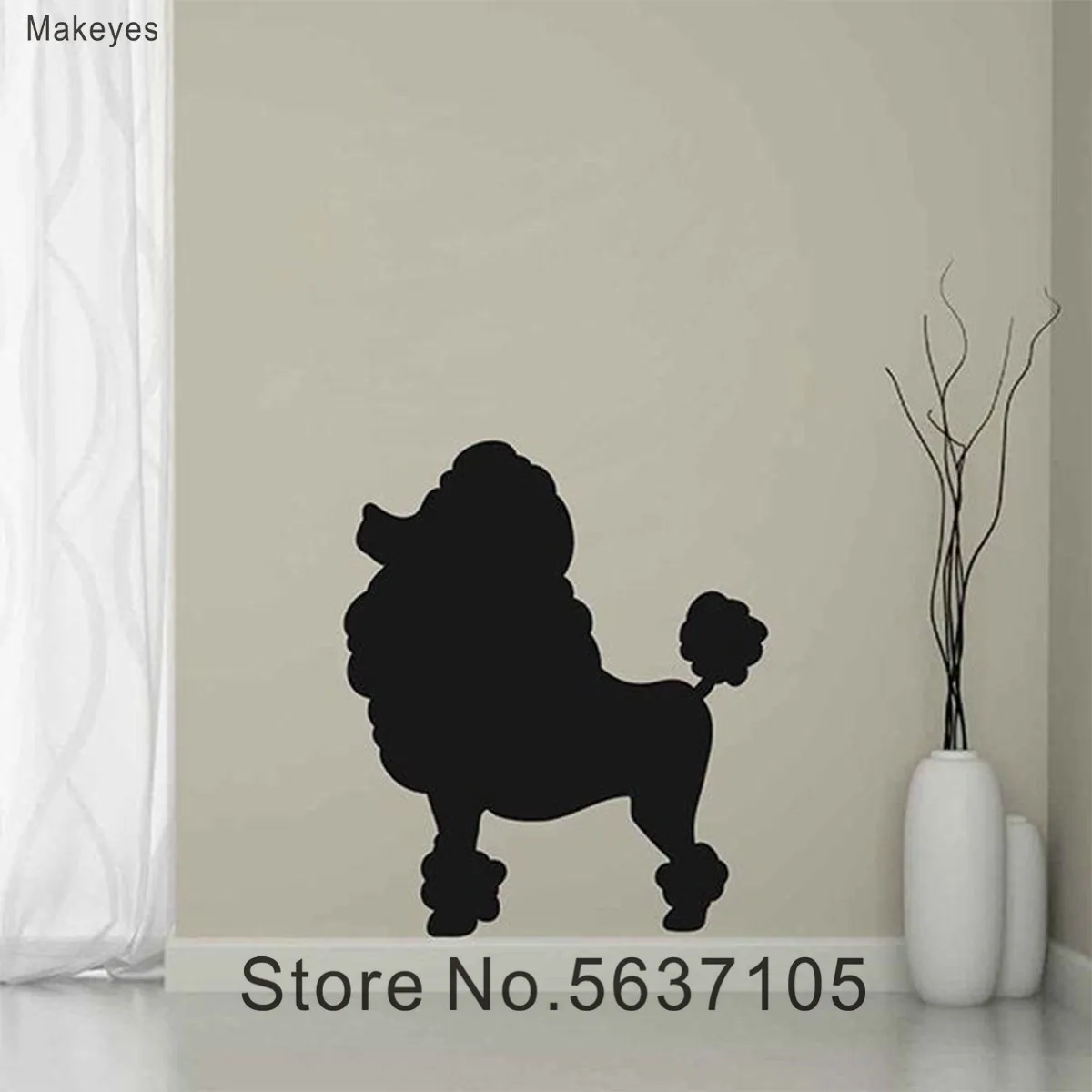 Наклейка на стену Makeyes в виде пуделя собаки домашнее искусство животные Декор