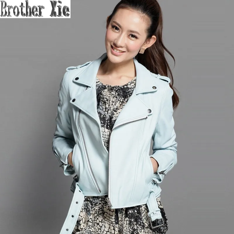 Новинка 2020 розовый светильник синие Куртки из натуральной кожи женские куртки с