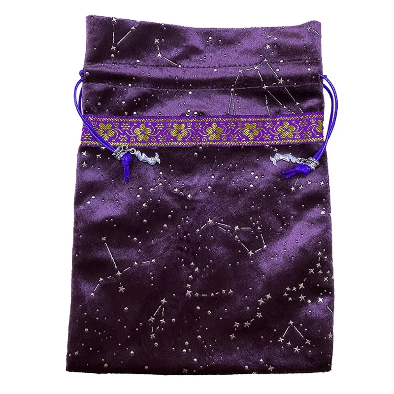 

Card Storage Bag Board Game Card Embroidery Drawstring Package Velvet Bag Y4UB
