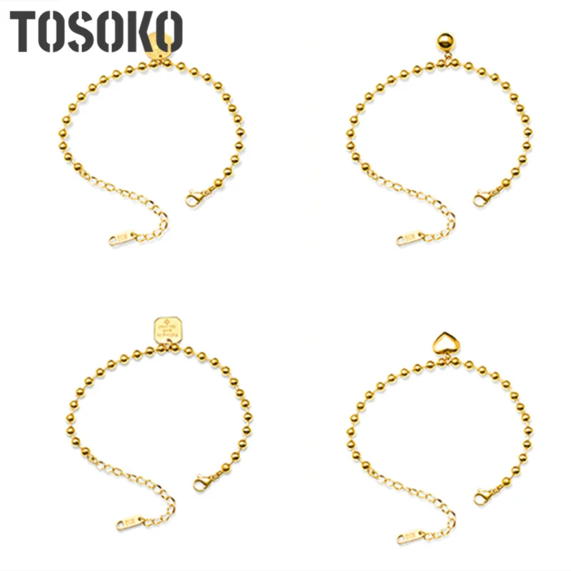 

TOSOKO Stainless Steel Jewelry Queen Image Steel Ball Bracelet Various Pendant Bracelets Fashion For Women BSE053