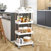 34 tier kitchen food storage shelf with wheel bathroom rack holder organizer accessories sundries rolling cart trolley