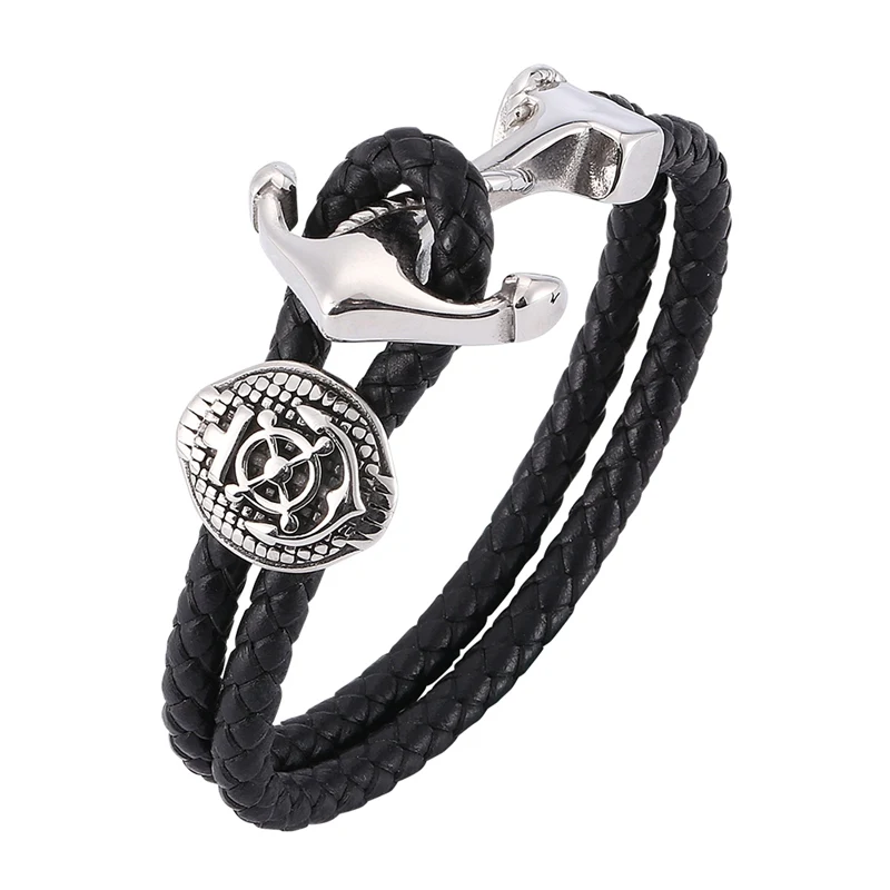 

Punk Style Anchor Bracelet Multilayer Rope Chain Wristband For Men Fashion Jewelry Gift BB0181