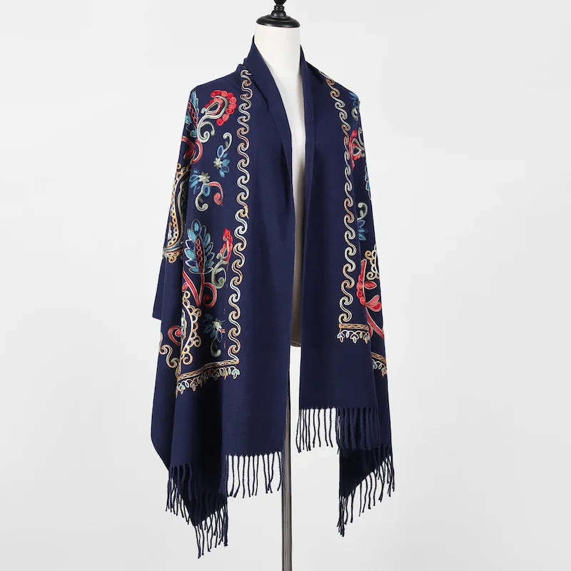 Абсолютно Новый Женский вышитый кашемировый шарф в этническом стиле тотемный
