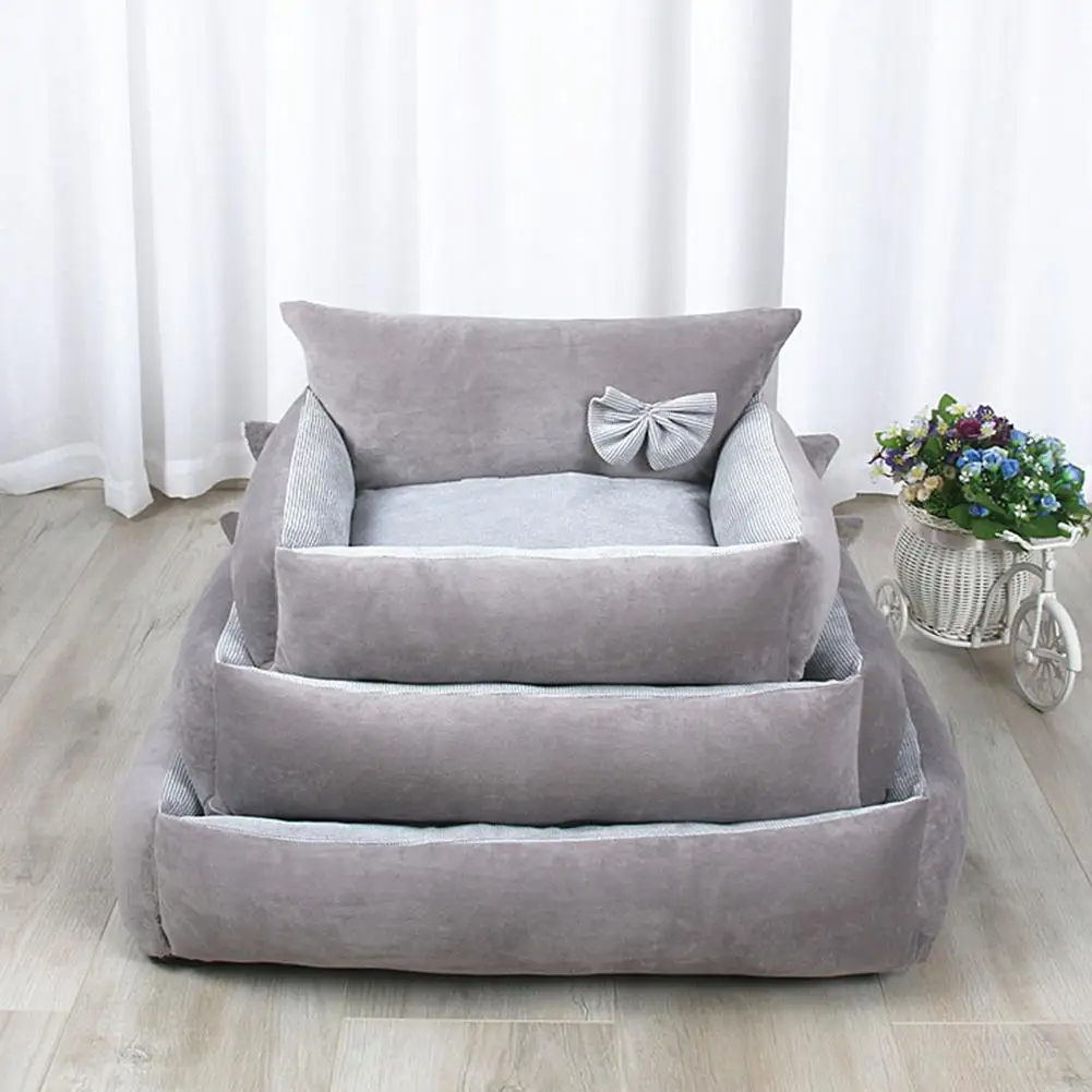 

Soft Warm Pet Dog Cat Bed Removable Washable Cotton Linen Nest For Small Medium Large Dogs Comfortable Sleeping Mat Pet Supply