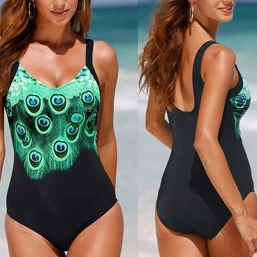 Бикини 2020 сексуальные женские купальники большого размера с принтом павлина