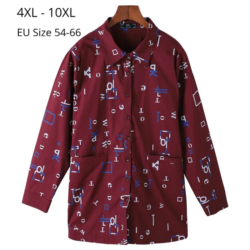 Большие размеры 10XL 9XL 8XL Российские 66 64 62 60 58 56 54 Женская весенне осенняя блузка с