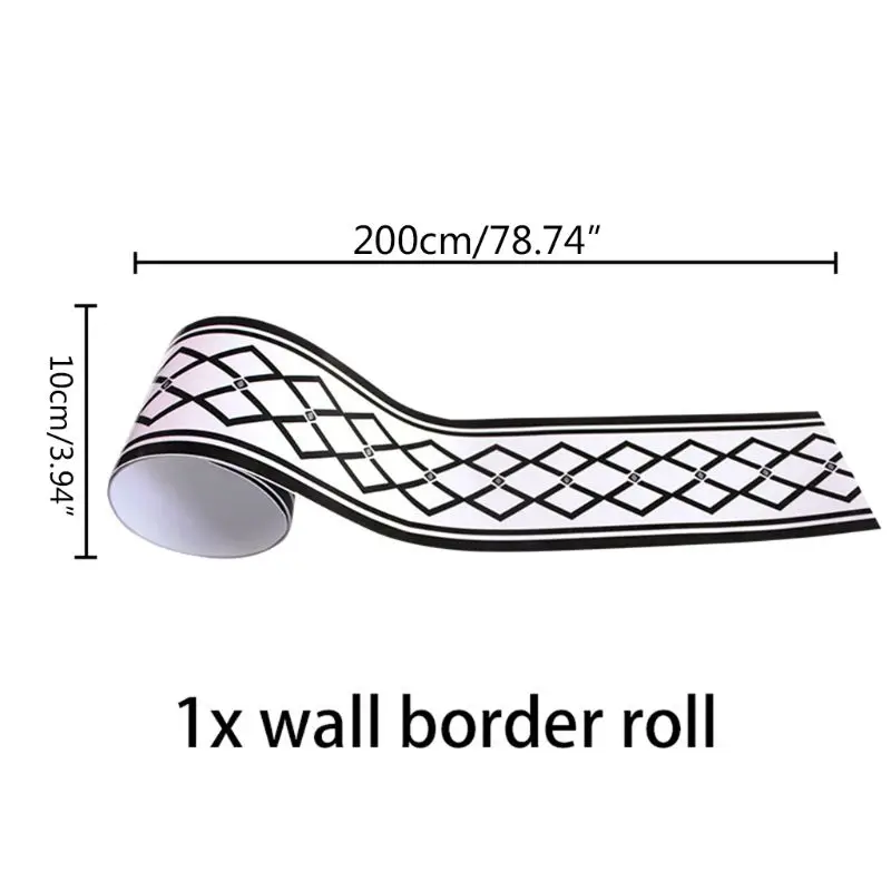 

1Roll Geometric Pattern Waist Lines Self-Adhesive Waterproof Removable Wall Border Stickers for Home Room Decoration