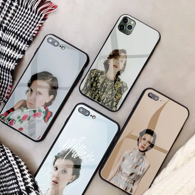 

Millie Bobby Brown Phone Case Glass Coque For Iphone 11 12 Pro Max XR Mini 7 8 PLUS Cover