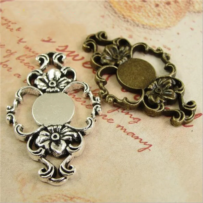

10pcs/lot Necklace Pendants Setting Cabochon Cameo Base Tray Bezel Blank Fit 10mm Cabochons Jewelry Making Findings