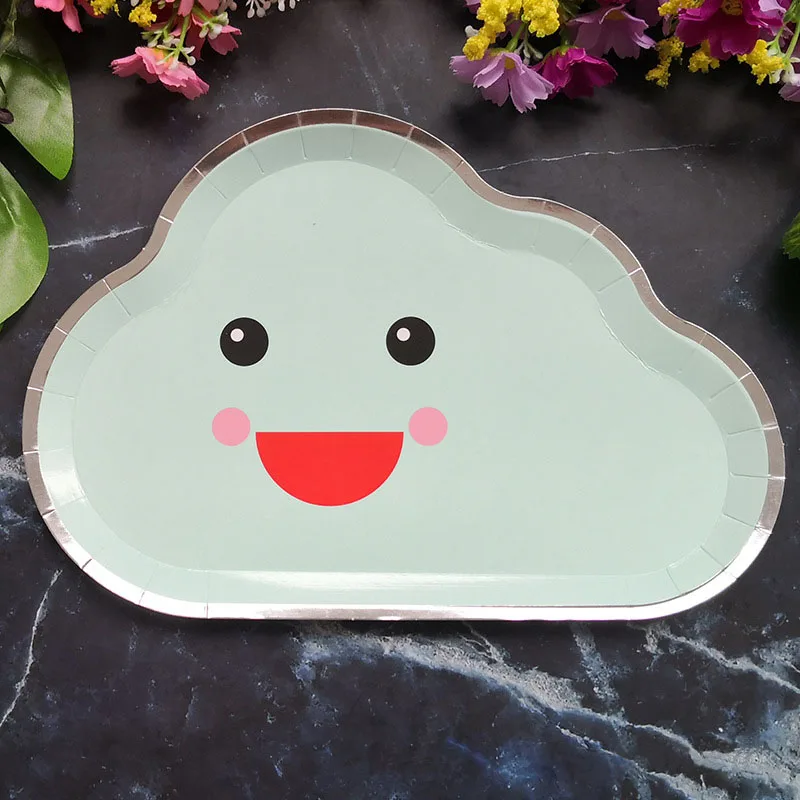8PCS Mint green Одноразовая посуда вечерние украшения на вечеринку дня рождения украшения Дети облако бумажный лоток белый бумажный лоток Свадьба деко - Цвет: 8PCS Mint green