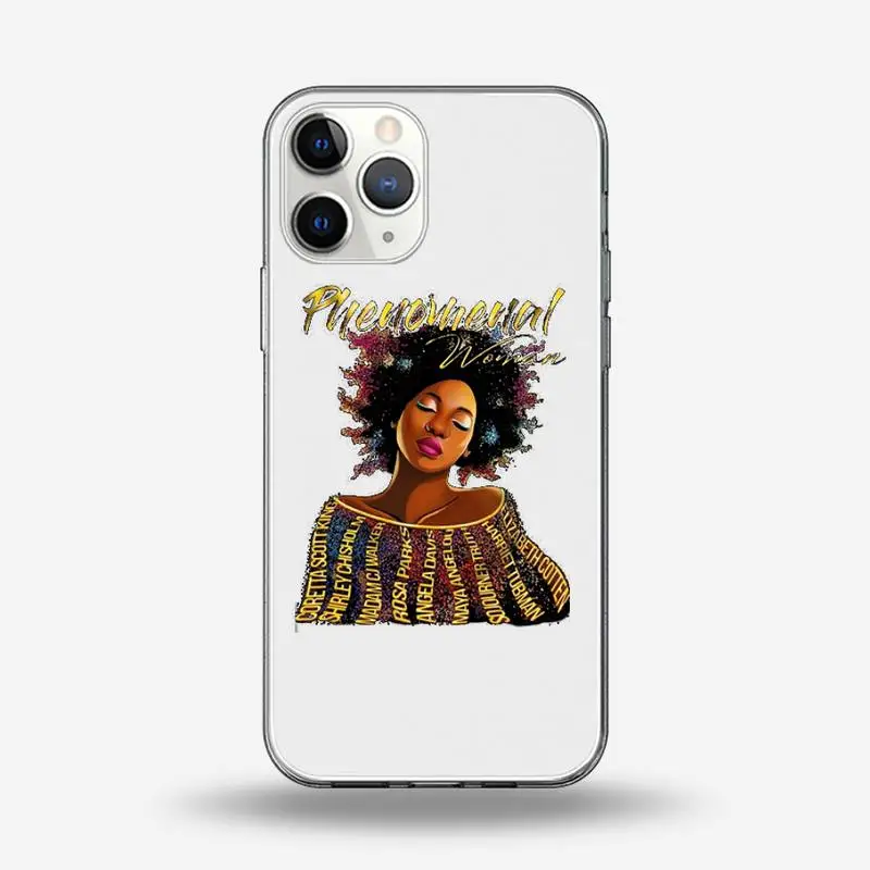 

African Mexico Melanin black gilr Phone Case Transparent for iPhone 6 7 8 11 12 s mini pro X XS XR MAX Plus