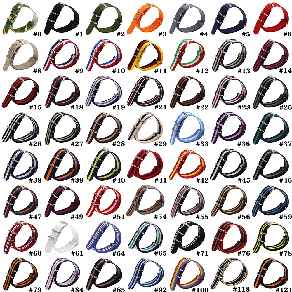 18 20 22mm Brand Army Sports Fabric Nylon Nylon Watchband Accessories Banding Belt Buckle For 007 James Bond Watch Black Belt