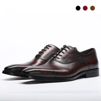oxford bridegroom dress office best men shoes black lace up genuine leather original business designer shoes