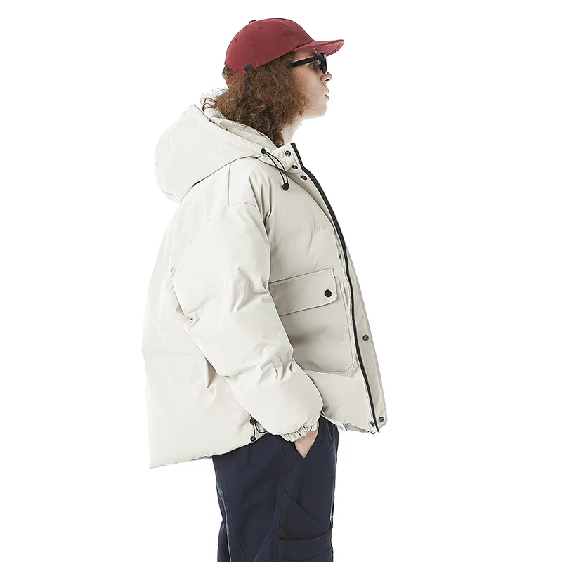 

New Winter Clothes Cotton Coat Men's Tide Brand Candy Color Up and Down Asymmetric Pockets Oversize Thick Cotton Parkas