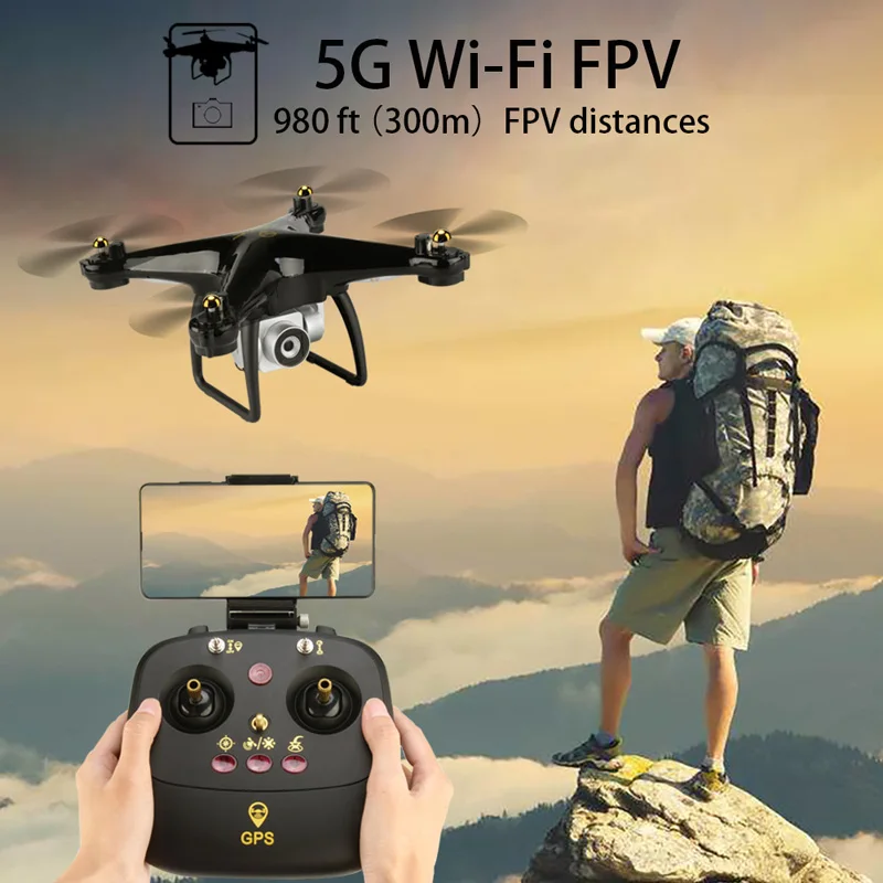 Квадрокоптер JJRC H68G с GPS 1080P HD Wi Fi FPV Радиоуправляемый вертолет профессиональный