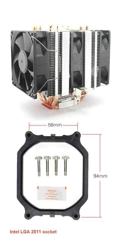 3 fan intel 2011 6 тепловой трубы 4пр Вентилятор охлаждения процессорный кулер вентилятор Радиатор охлаждения радиатора для Intel LGA 775/115X/1366 для AMD FM1/FM2+/AM2+/AM3+ кулер - Цвет лезвия: 3 fan intel 2011