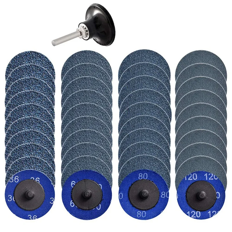 

Быстросменные бриллиантовые 2-дюймовые циркониевые шлифовальные диски с держателем 1/4 дюйма для удаления ржавчины и краски, 41 шт.