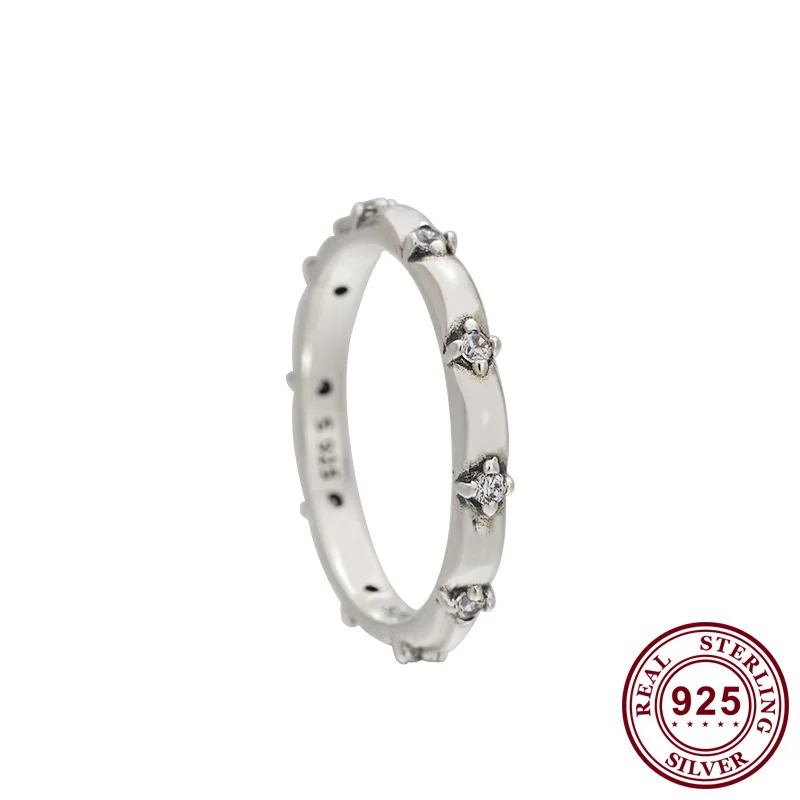

2020 New 925 Sterling Silver Pan Ring Shiny Petals With Crystal Cz Ring For Women Wedding Party Gift Fashion Jewelry
