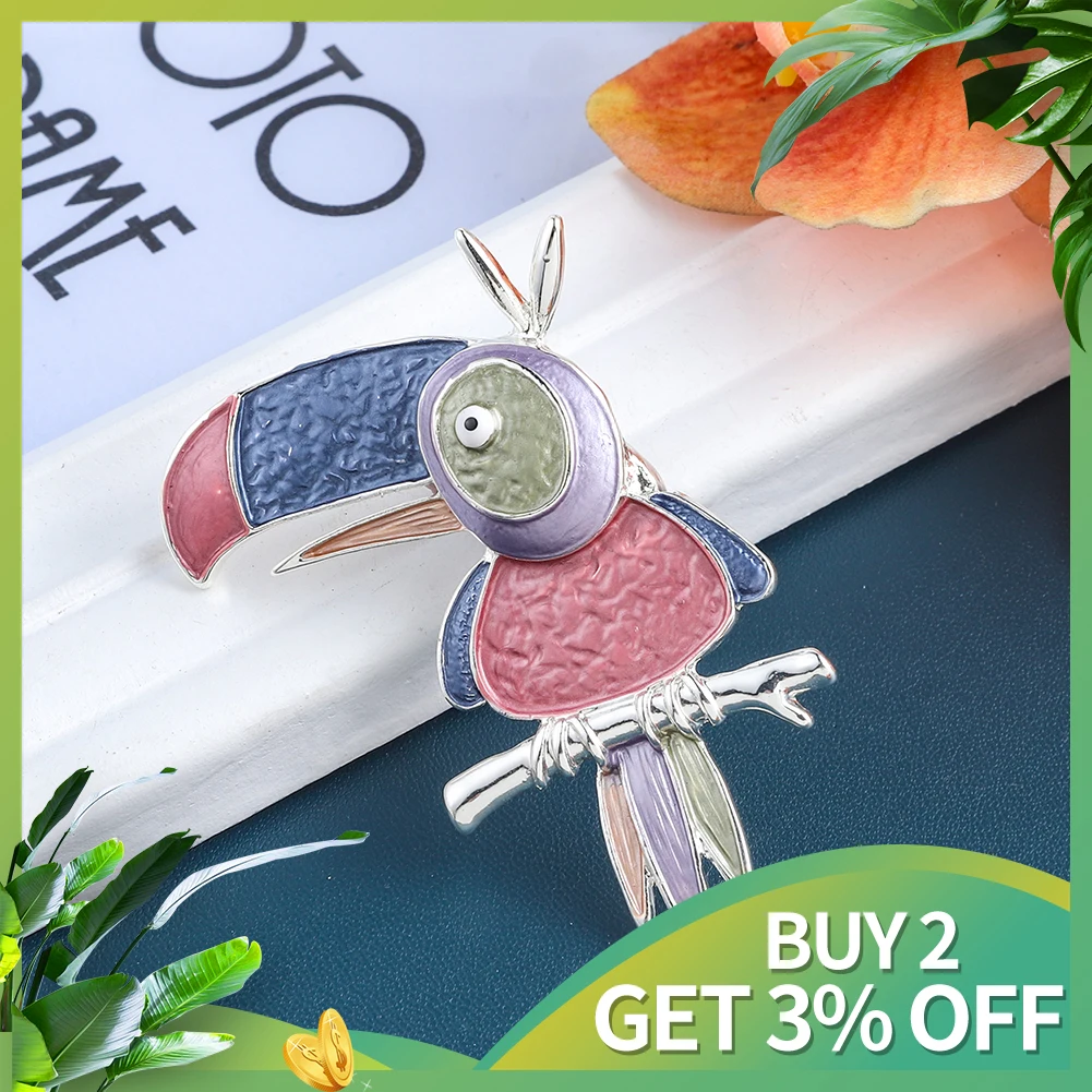 Новинка 2021 модная женская брошь MeiceM с магнитной пряжкой в виде дятла Роскошные