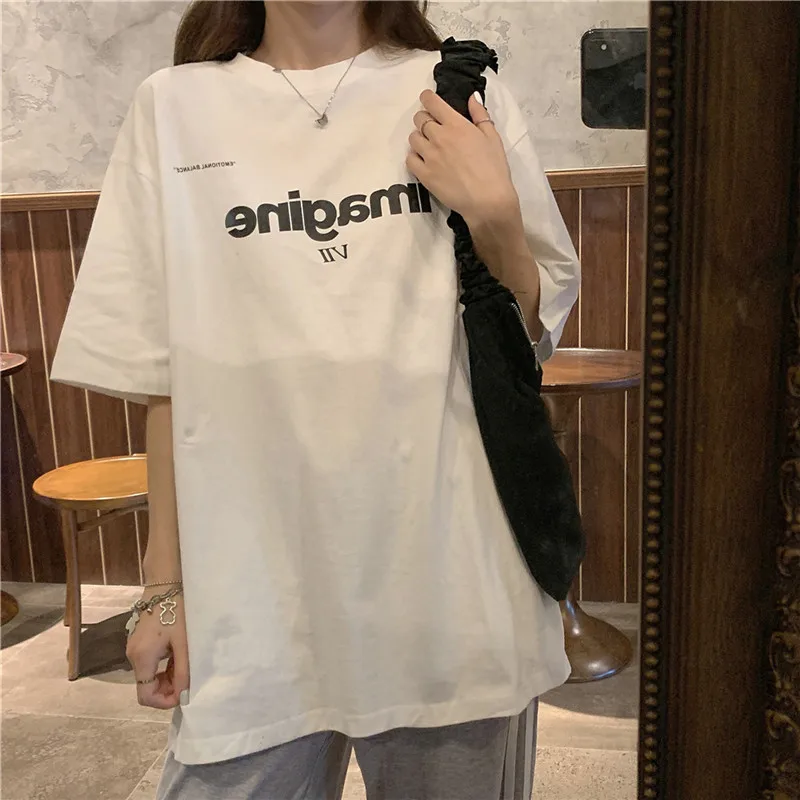 

Hong Kong Style Trendy Brand High Street Short-Sleeved T-shirt Women's Loose Korean Style Ins Trendy Harajuku Style All-Match