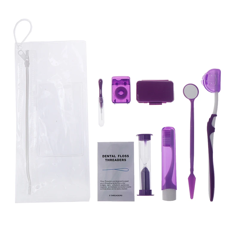 

8Pcs/Set Dental Teeth Orthodontic Kits Oral Cleaning Care Whitening Tool Suit Interdental Brush Floss Thread Wax 4 Colors