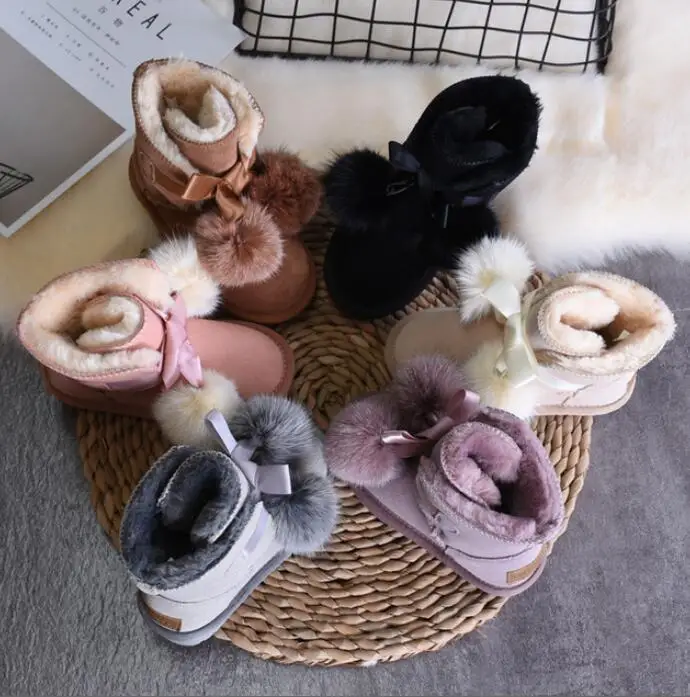 Детские зимние ботинки из натуральной кожи с плюшевой подкладкой|Сапоги| |