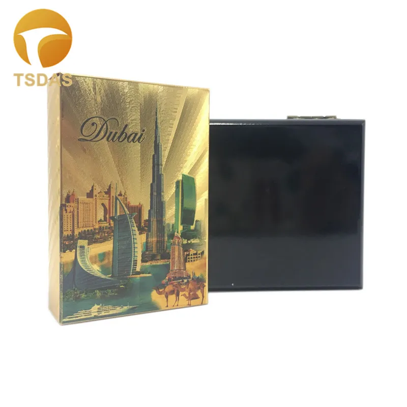 Colored 24k Gold Plated Playing Cards With Dubai Style Sports Leisure Game Poker Card Gift Box & Certificate Card|card card|cards playingcards gold |