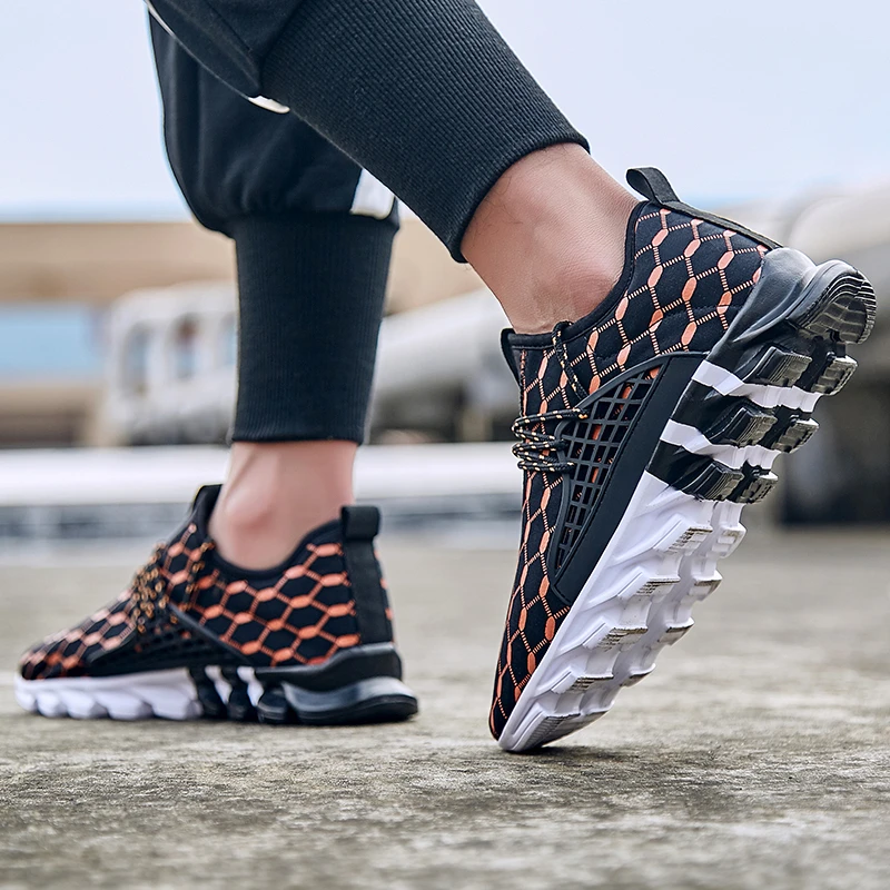 Кроссовки мужские сетчатые на шнуровке Вулканизированная подошва дышащие