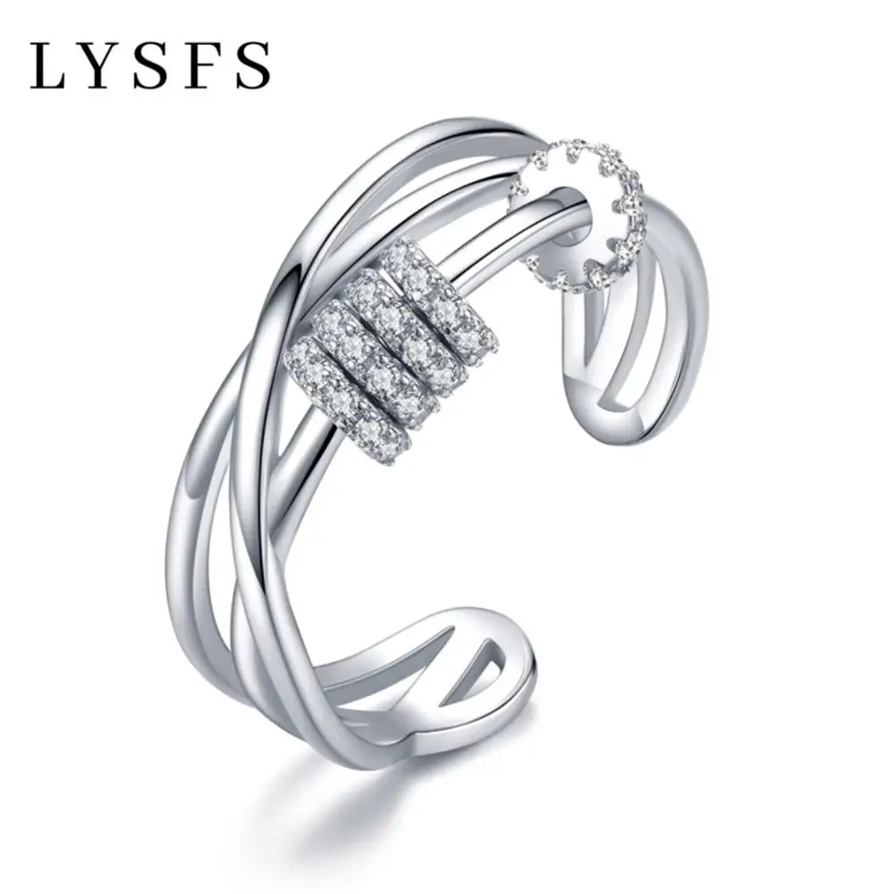

LYSFS Classic 925 Sterling Silver Free Size Open Adjustable Finger Rings for Women Wedding Jewelry