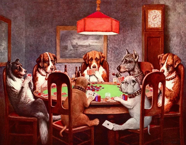 

TIN SIGN- "Seven Dogs Playing Poker" Man Cave, Garage Metal Wall Art