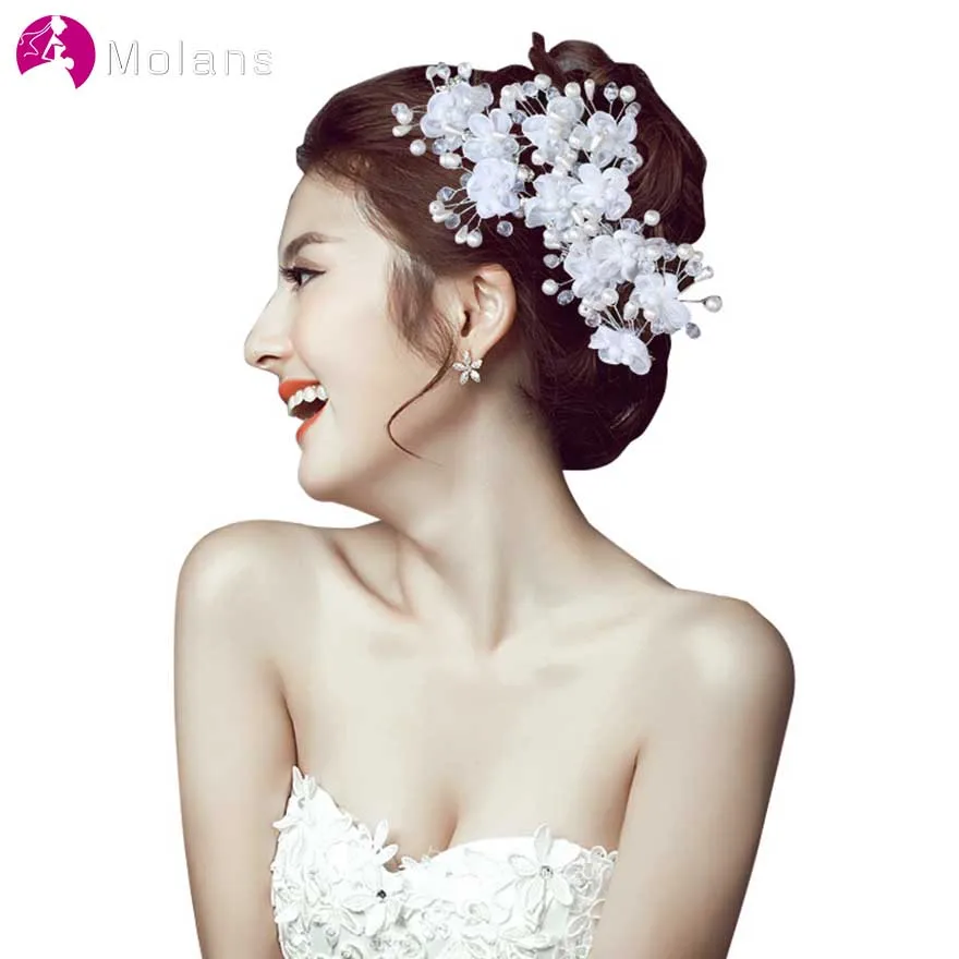Заколки для невесты MOLANS 2 шт./компл. жемчужные с водяной дрелью аксессуары волос