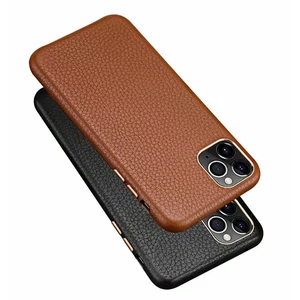 back cover case for iphone 11 pro max capa genuine leather lichee pattern case for apple iphone 11pro max phone cover fran 24s free global shipping
