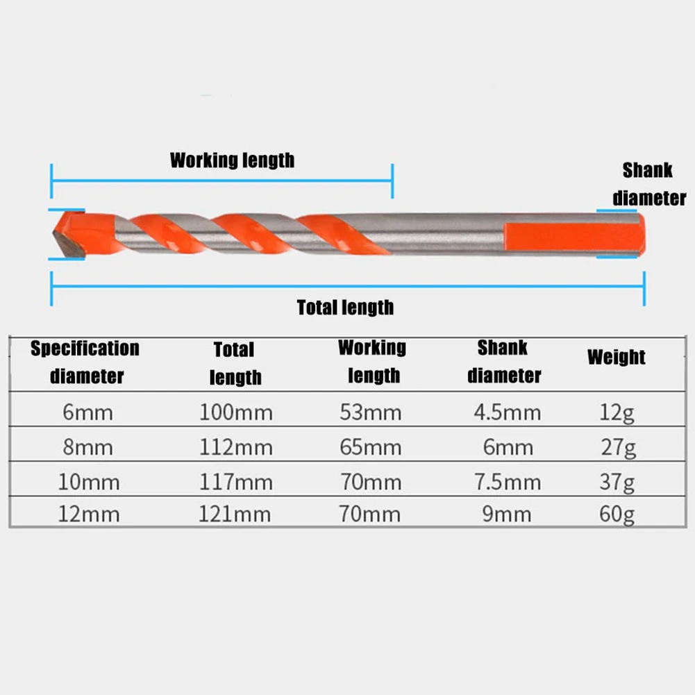 

5pcs Precision Alloy Twist Drill Bits Set Multi Function for Tile Glass Ceramic Marble Concrete Orange