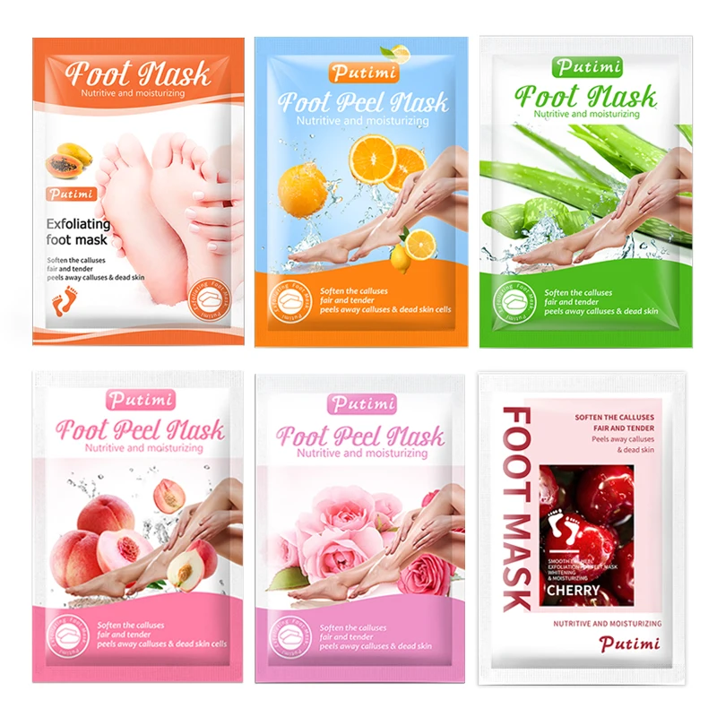 

PUTIMI 30packs Foot Exfoliating Masks for Legs Whitening Peel Socks for Pedicure Feet Mask Peeling Calluses Dead Skin Remove