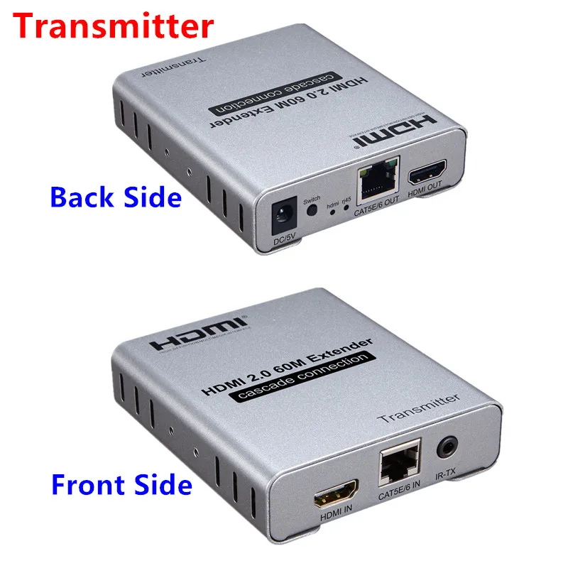 Удлинитель HDMI 4K/60 Гц 60 120 м Каскадное подключение Hdmi2.0 ретранслятор TX + RX от Cat RJ45 LAN