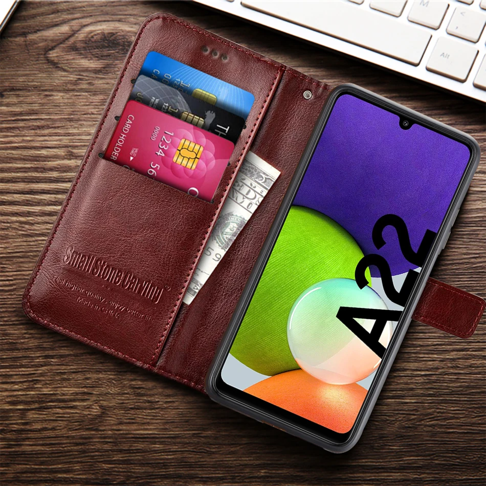 Чехол для Samsung A22 Магнитный кожаный чехол-книжка Galaxy 5G 4G GalaxyA22 флип-держатель