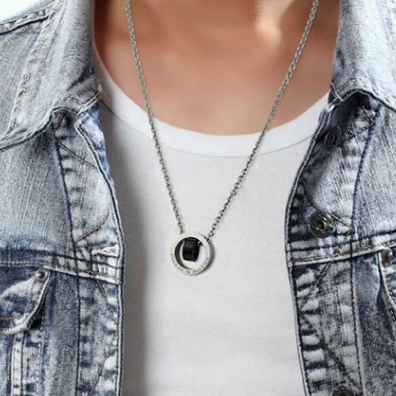 

necklaces mens chain circle pendants Fashion jewelry 2020 wholesale stainless steel Fashion necklace steel gold male accessories
