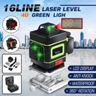 16-линейный лазерный уровень, самонивелирующийся 4D супермощный зеленый луч с горизонталью и вертикалью 360 градусов и пересечением линий, измерительные инструменты