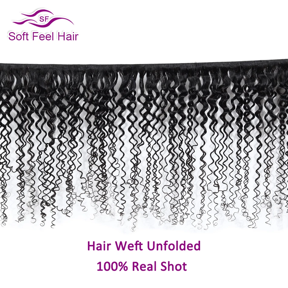 Soft Feel Hair Пучки волнистых волос с закрытием бразильские кудрявые вьющиеся волосы с закрытием Remy Weave человеческие волосы 3/4 пучков с закрытием
