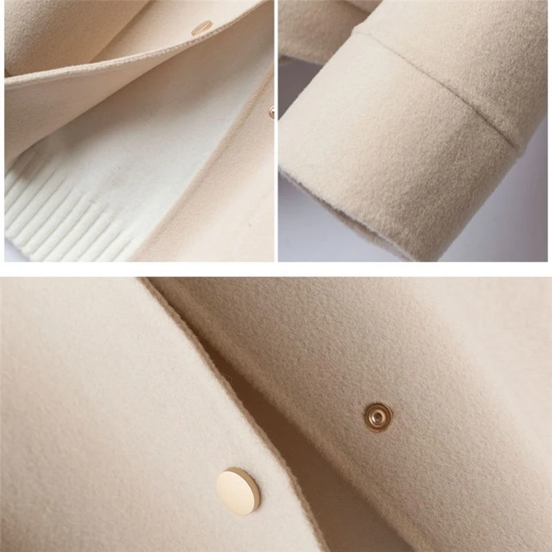 

Elegant Ladies Woolen Coat Autumn Fashion Korean Long Sleeve Short Wool Jacket Women Plus Size 4XL Loose Chic Unlined Outerwear