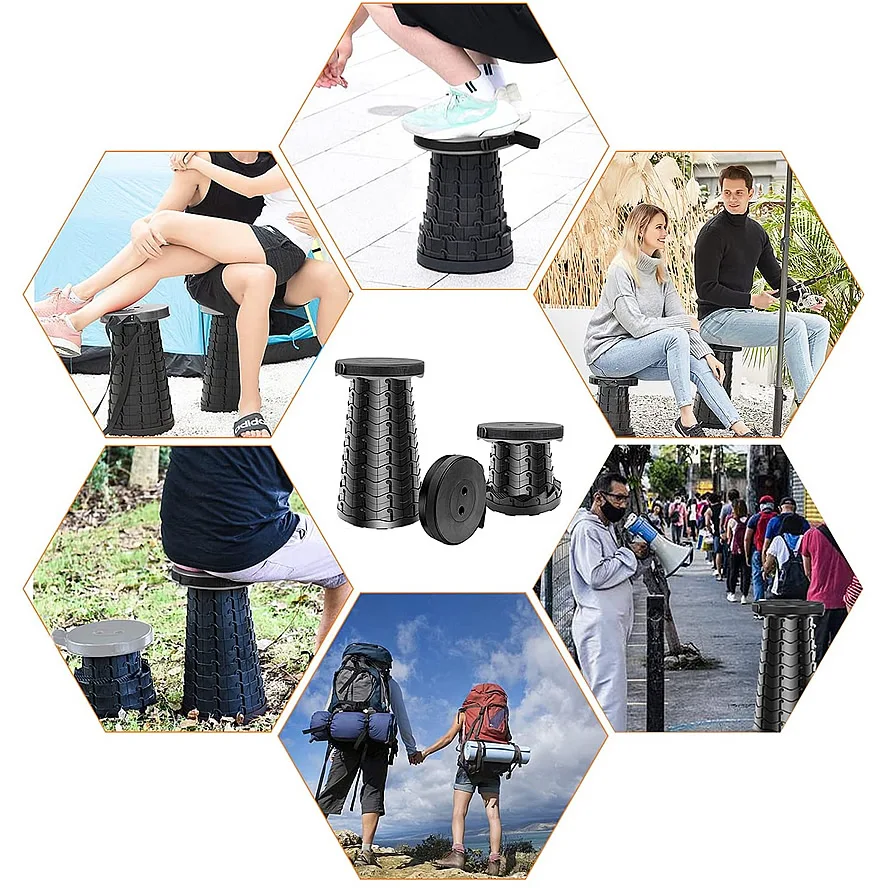 en Ucuz Açık Geri çekilebilir Tabure Katlanır Sandalyeler Taşınabilir Kamp Salon Plastik Katlanabilir Teleskopik Tabure Koltuk Sandalye Balıkçılık Için