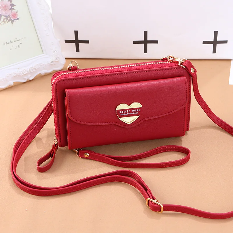 

1PC Korean Style Fashion Women Wallets Shoulder Strap Long Clutch Large Capacity Wristband Handbag Money Bag Ladies Purse