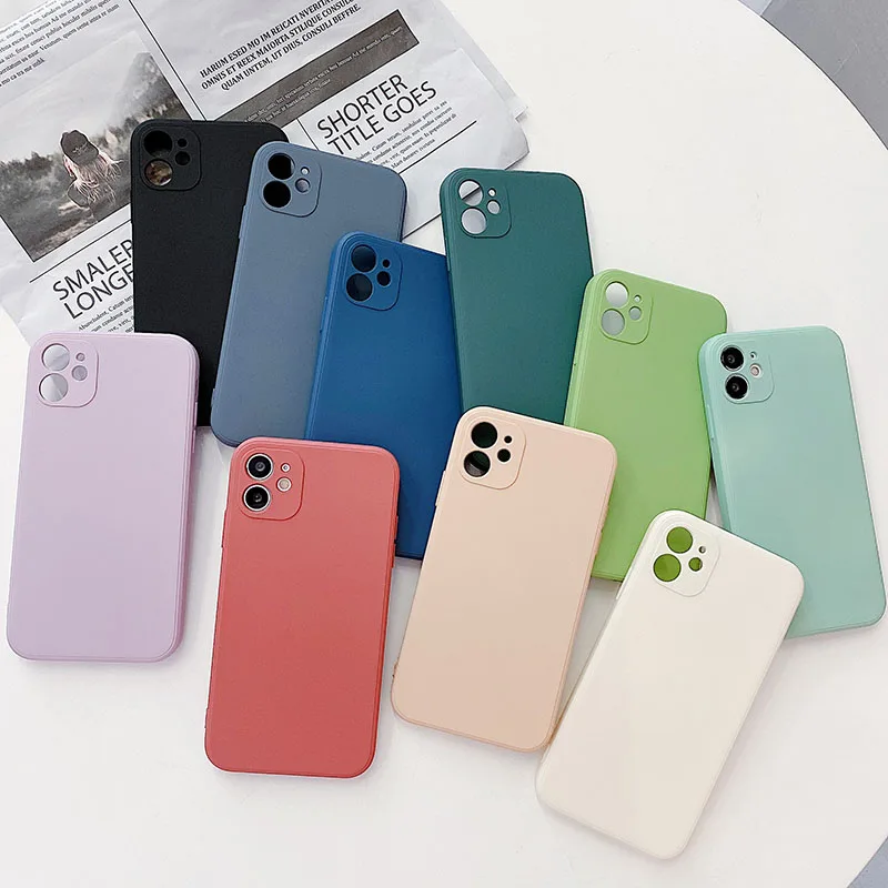 

Original Square Liquid Silicone Case For iPhone 7 6 6S 8 Plus Candy Color Soft Cover For iPhone 11 12 Pro X XR XS Max Full Shell