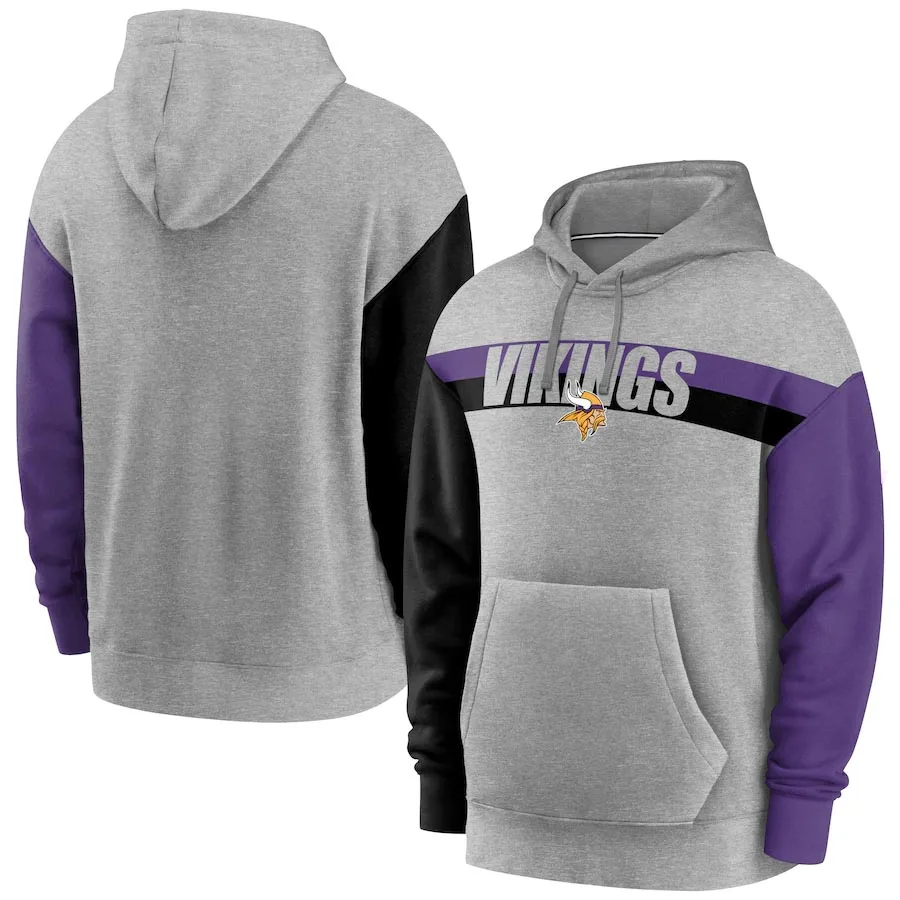 

Men Minnesota Heathered Gray Fan Gear Heritage Tri-Blend Vikings Pullover Hoodie