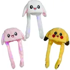 Кепка для прыжков с ушками покемона Пикачу плюшевая игрушка в шапке, с светильник кой, забавная игрушка, хороший подарок для женщин и девочек, шапки, подарки