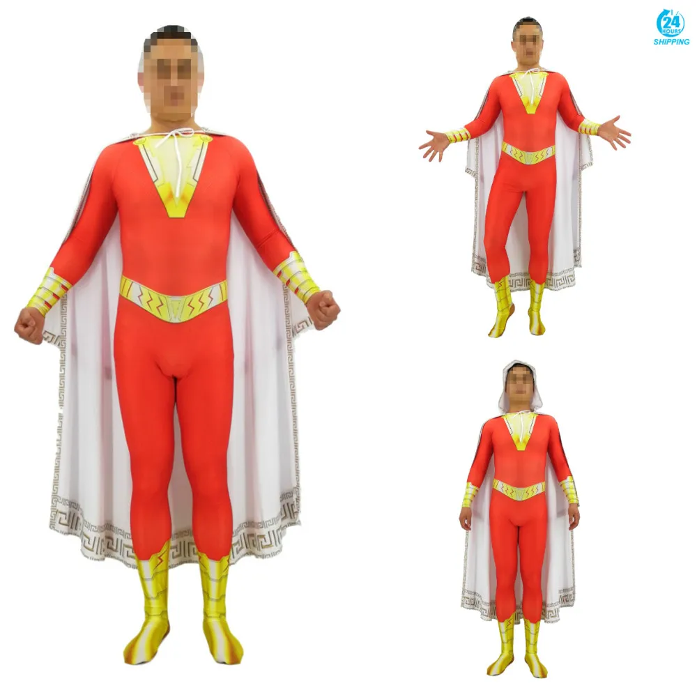 Костюм для косплея Shazam с 3D принтом костюм капитана зентай костюмированной вечеринки костюмы на Хэллоуин