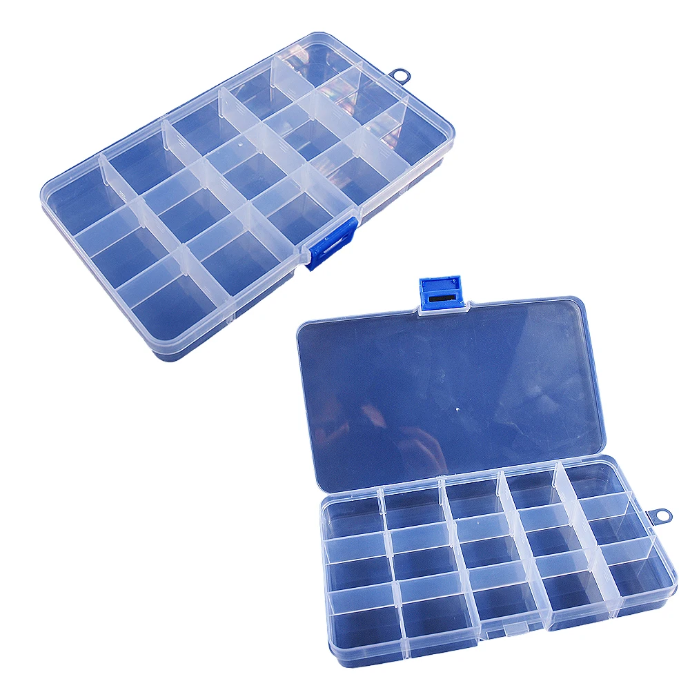 

Household Storage Box Transparent The Shape Of Square Box 15 Lattices Plastic Compartment Storage Tool