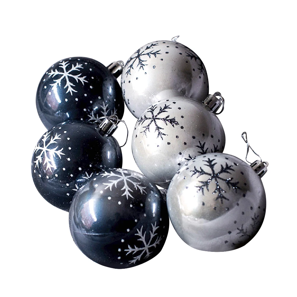 6pcs Plastic Multi-Colors Transparent Xmas Snowball Christmas Tree Ornaments Hanging Pendants Craft New Year Xmas Painted Decors