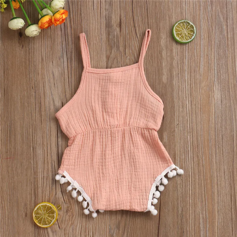 2020 летние комбинезоны для маленьких девочек милый однотонный комбинезон без